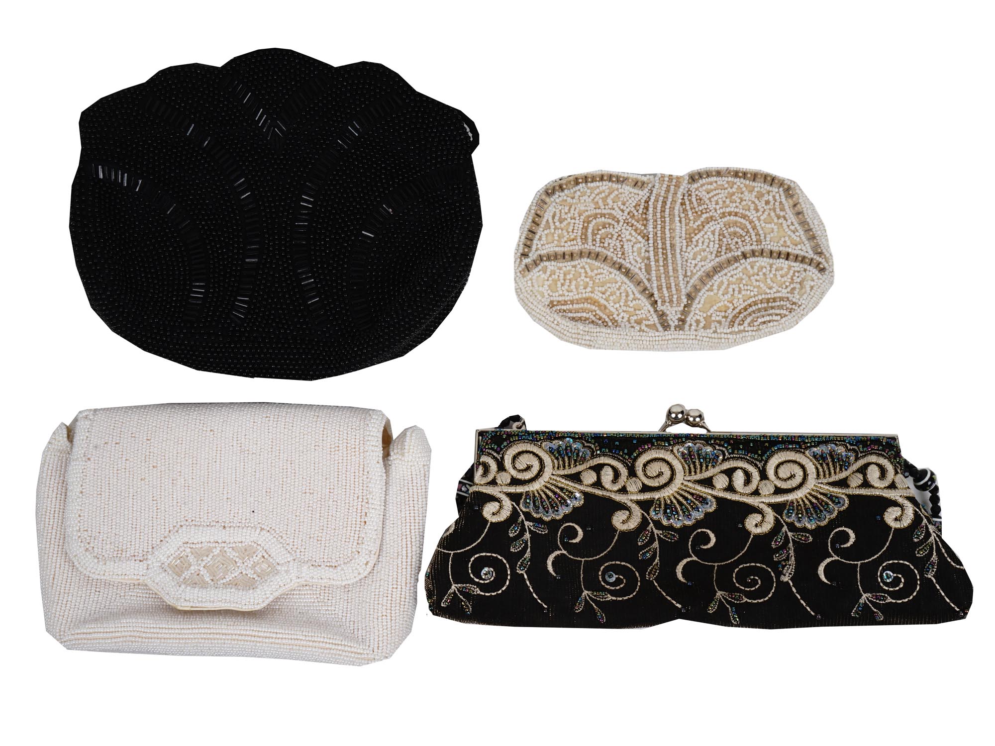 COLLECTION OF FOUR VINTAGE BEADED PURSE HAND BAGS PIC-1